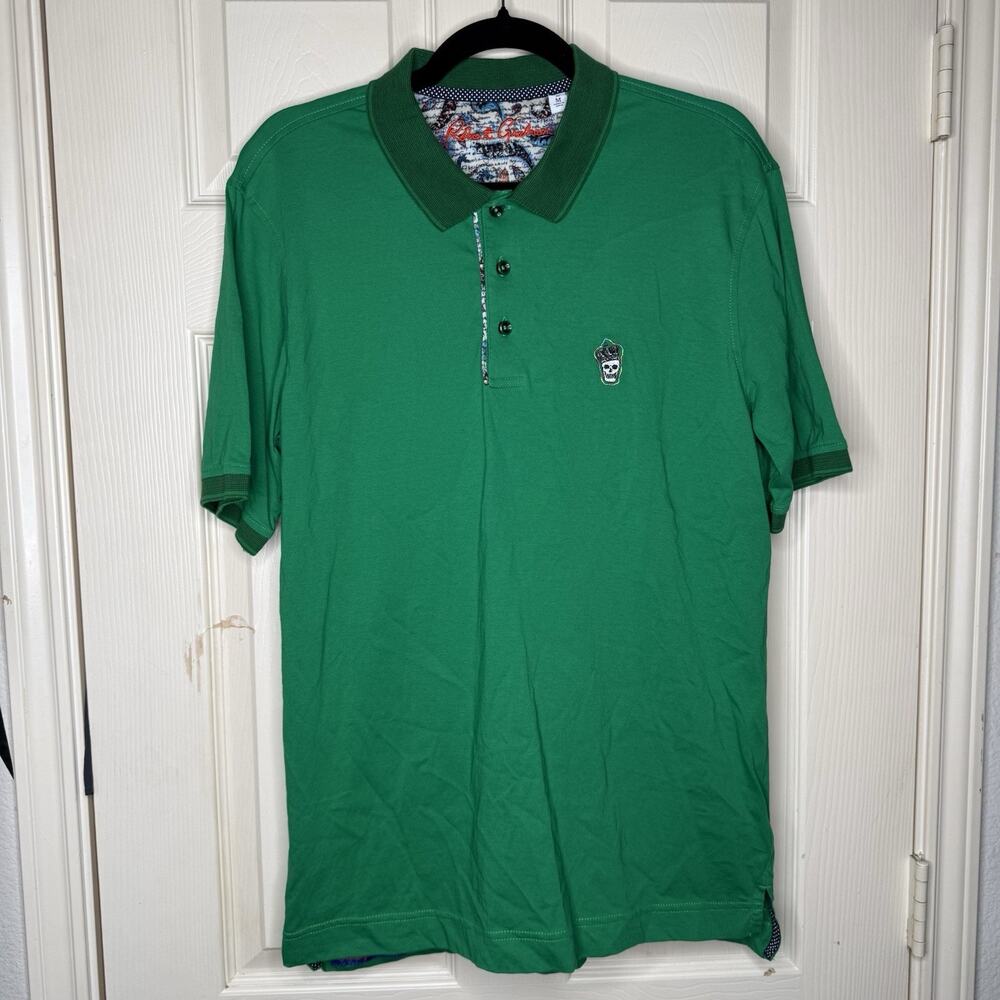 Robert Graham Men's M Archie Green Skull Polo Shirt